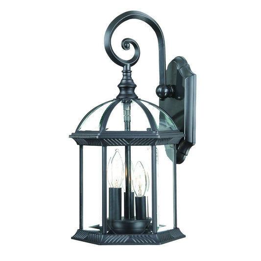 Three Light Matte Black Eastern Lantern Wall Light HomeRoots