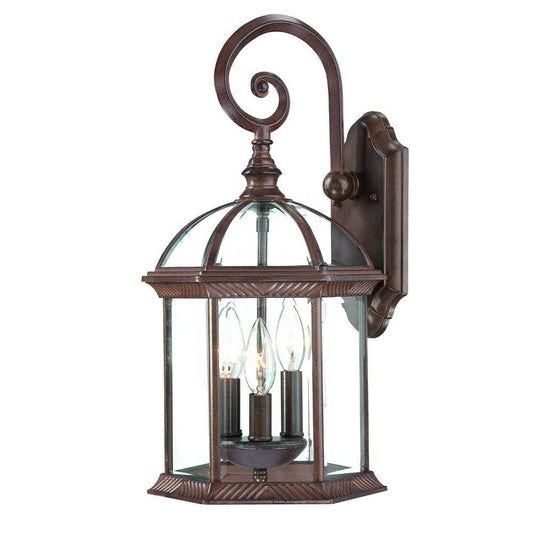 Three Light Dark Brown Eastern Lantern Wall Light - FurniFindUSA