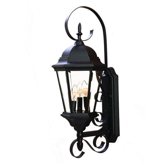 Three Light Matte Black Swing Arm Lantern Wall Light - FurniFindUSA