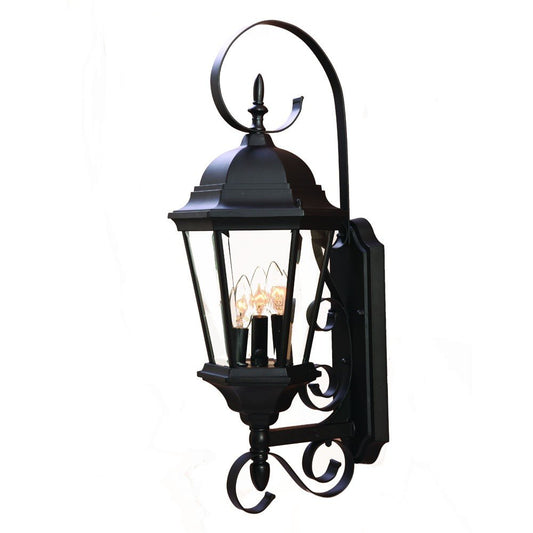 Three Light Matte Black Swing Arm Lantern Wall Light HomeRoots
