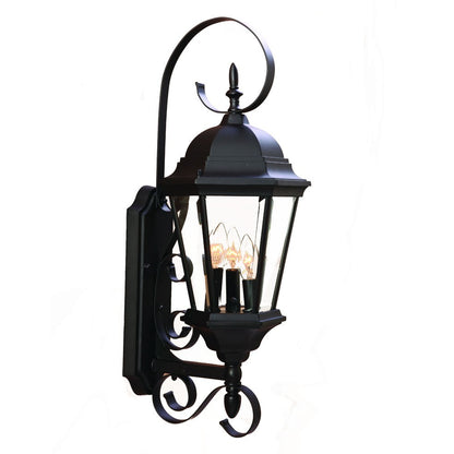 Three Light Matte Black Swing Arm Lantern Wall Light