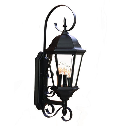 Three Light Matte Black Swing Arm Lantern Wall Light HomeRoots