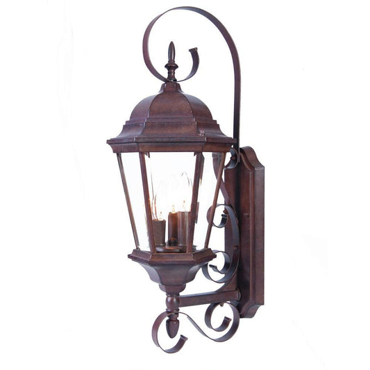 Three Light Dark Brown Swing Arm Lantern Wall Light - FurniFindUSA