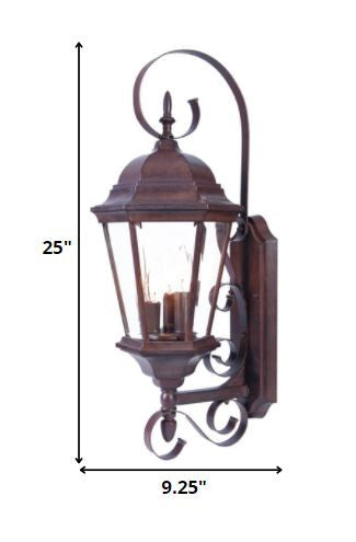 Three Light Dark Brown Swing Arm Lantern Wall Light