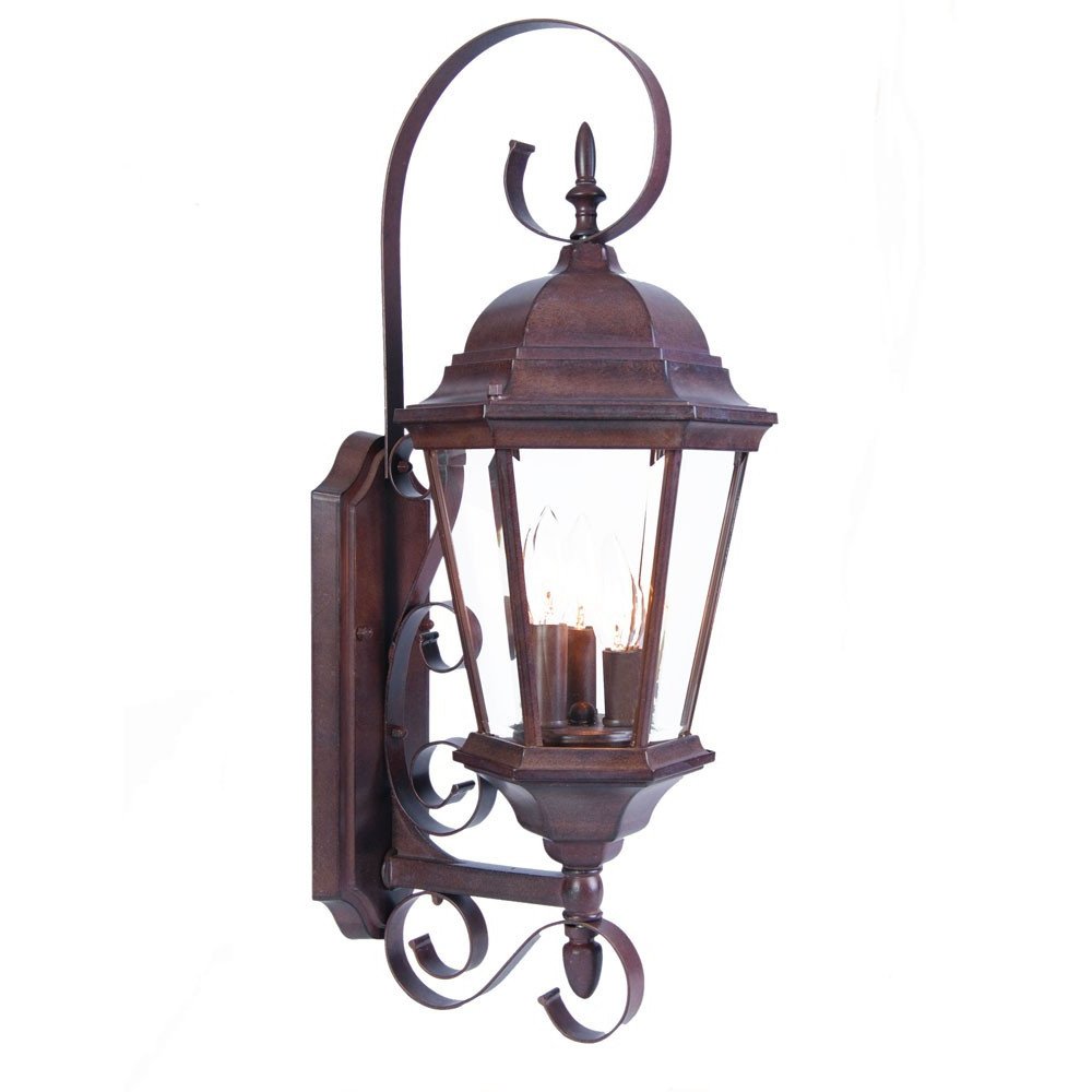 Three Light Dark Brown Swing Arm Lantern Wall Light HomeRoots
