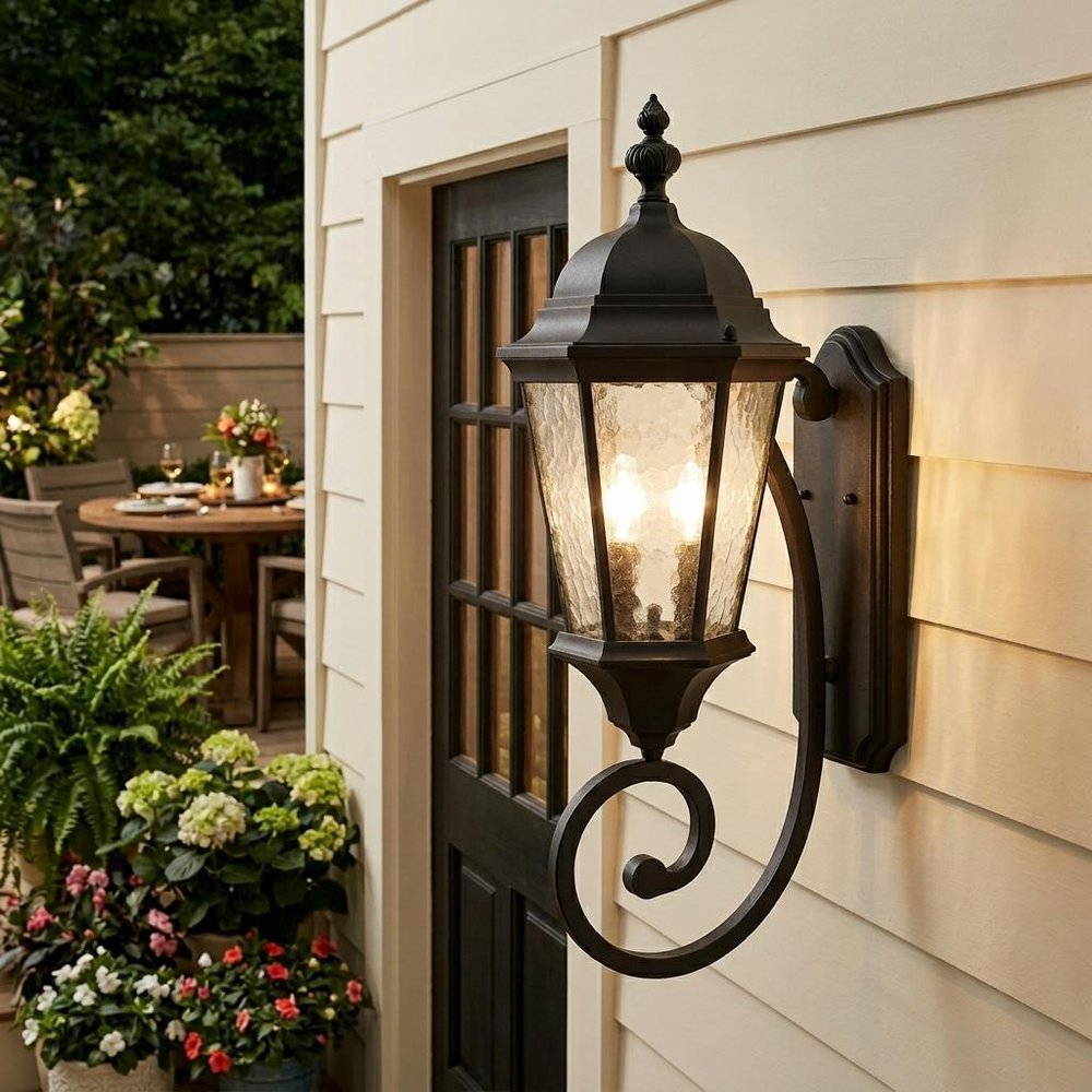 Two Light Matte Black Carousel Lantern Wall Light HomeRoots