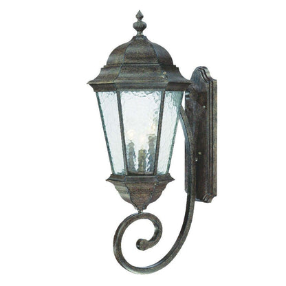 Black And Clear Three Light Hammered Dimmable Outdoor Hanging Lights With Black Shades HomeRoots