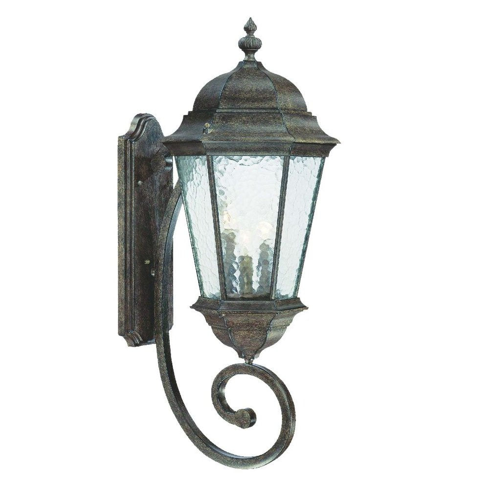 Black And Clear Three Light Hammered Dimmable Outdoor Hanging Lights With Black Shades HomeRoots