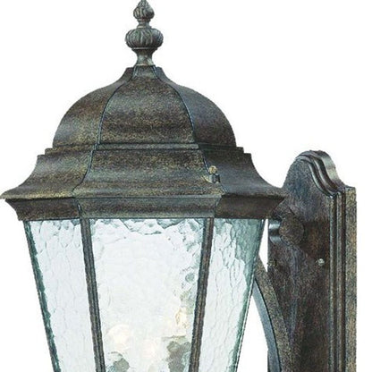 Black And Clear Three Light Hammered Dimmable Outdoor Hanging Lights With Black Shades HomeRoots
