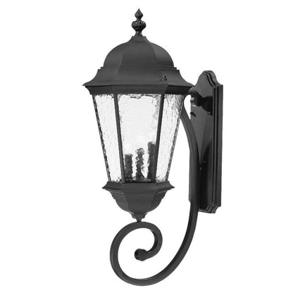 Black And Clear Three Light Hammered Dimmable Outdoor Hanging Lights With Black Shades HomeRoots