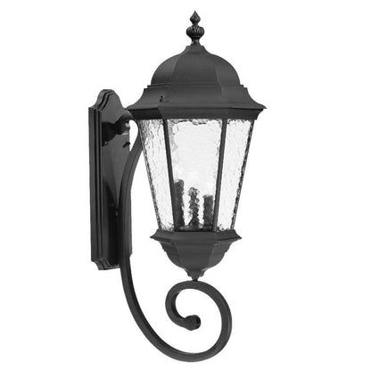 Black And Clear Three Light Hammered Dimmable Outdoor Hanging Lights With Black Shades HomeRoots