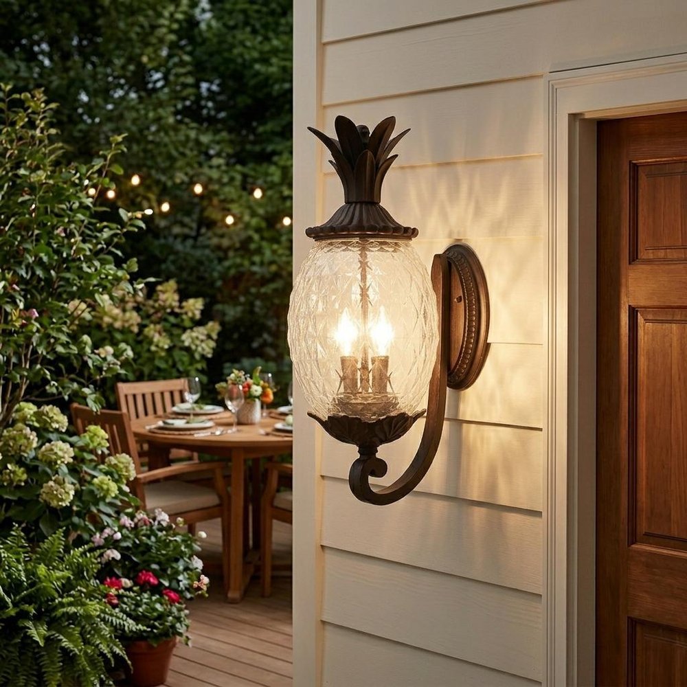 Antique Bronze Pineapple Wall Light — view 6