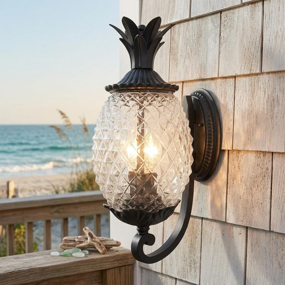 Matte Black Pineapple Wall Light HomeRoots