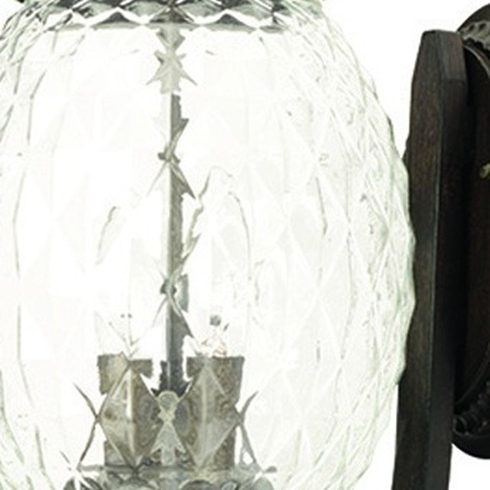 22" Black And Clear Metal and Glass Vanity Flush Mounted Sconce HomeRoots