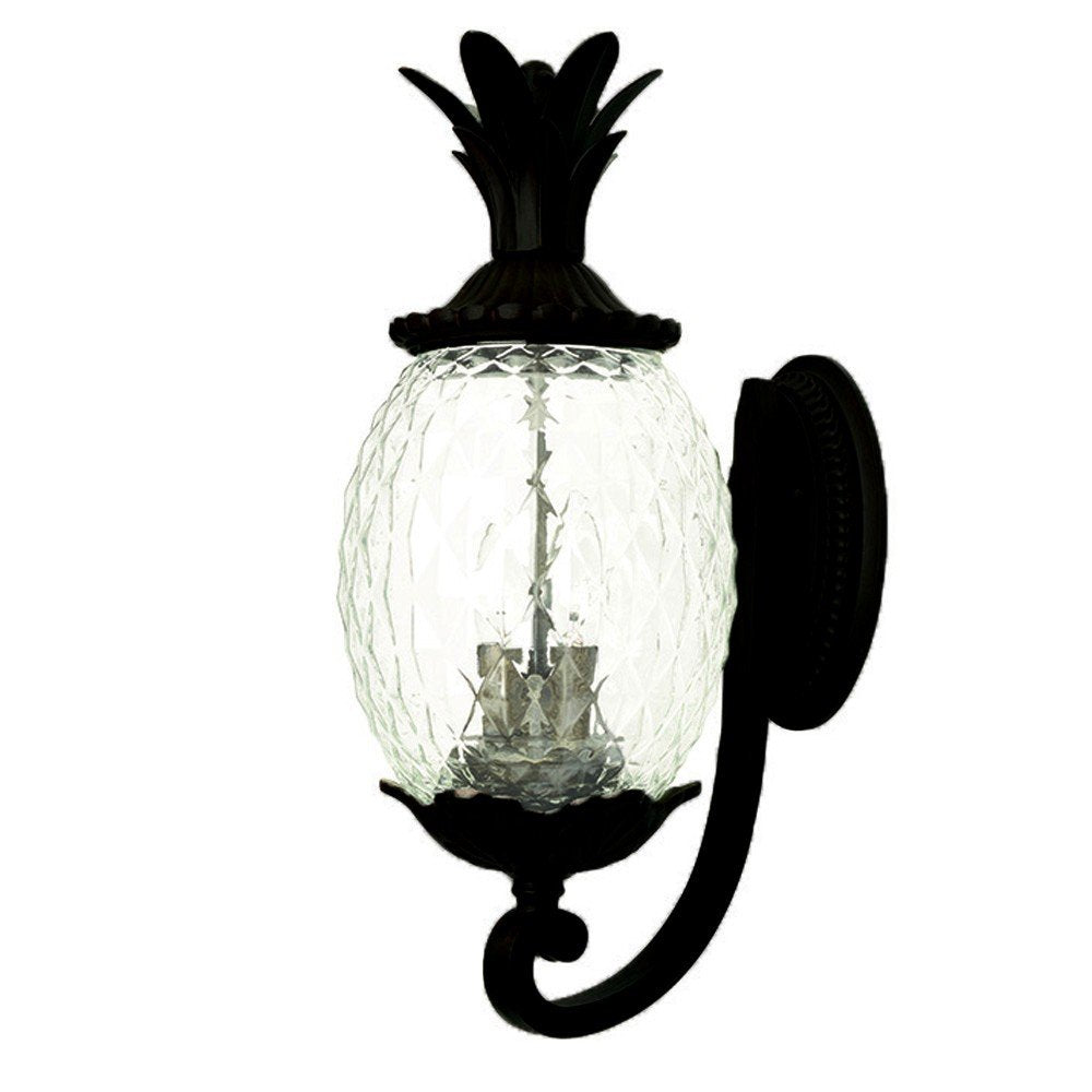 22" Black And Clear Metal and Glass Vanity Flush Mounted Sconce HomeRoots