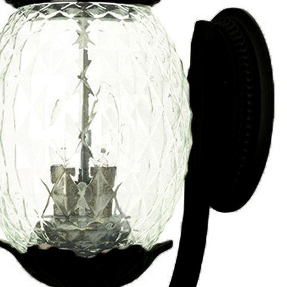 22" Black And Clear Metal and Glass Vanity Flush Mounted Sconce HomeRoots