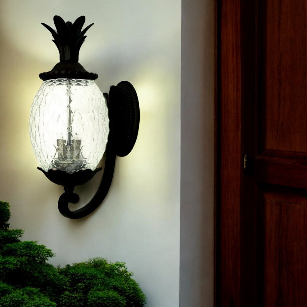 22" Black And Clear Metal and Glass Vanity Flush Mounted Sconce HomeRoots