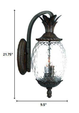 22" Black And Clear Metal and Glass Vanity Flush Mounted Sconce HomeRoots