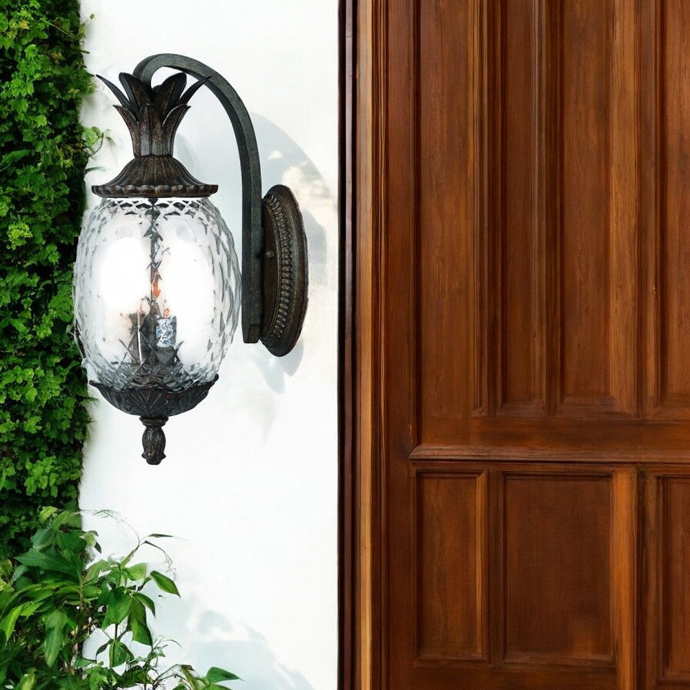 22" Black And Clear Metal and Glass Vanity Flush Mounted Sconce HomeRoots
