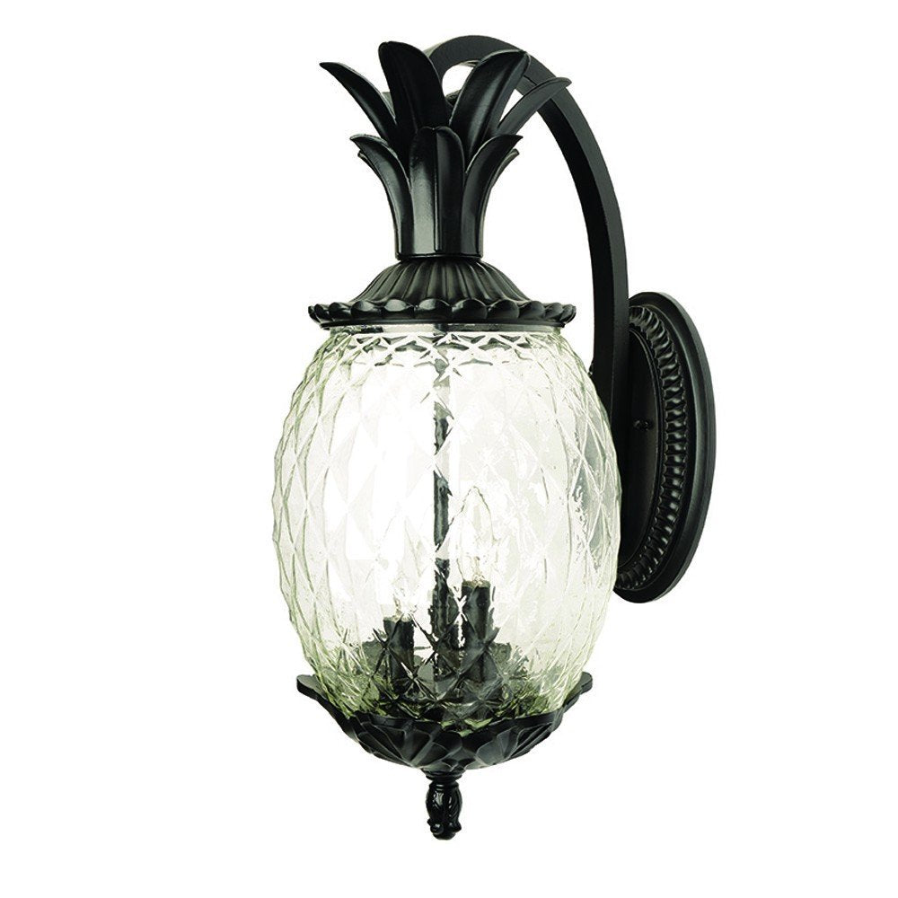 10" Black And Clear Metal and Glass Three Lights Flush Mounted Sconce HomeRoots
