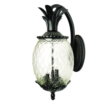 10" Black And Clear Metal and Glass Three Lights Flush Mounted Sconce HomeRoots
