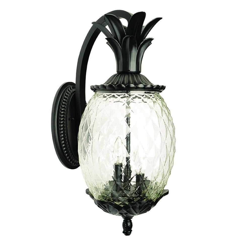 10" Black And Clear Metal and Glass Three Lights Flush Mounted Sconce HomeRoots