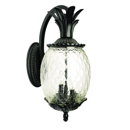10" Black And Clear Metal and Glass Three Lights Flush Mounted Sconce HomeRoots