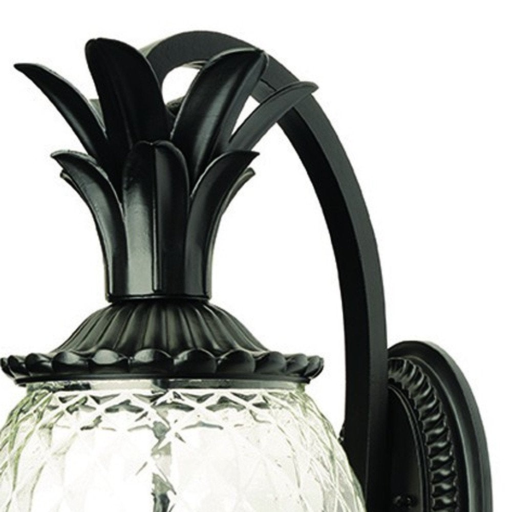 10" Black And Clear Metal and Glass Three Lights Flush Mounted Sconce HomeRoots