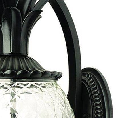 10" Black And Clear Metal and Glass Three Lights Flush Mounted Sconce HomeRoots