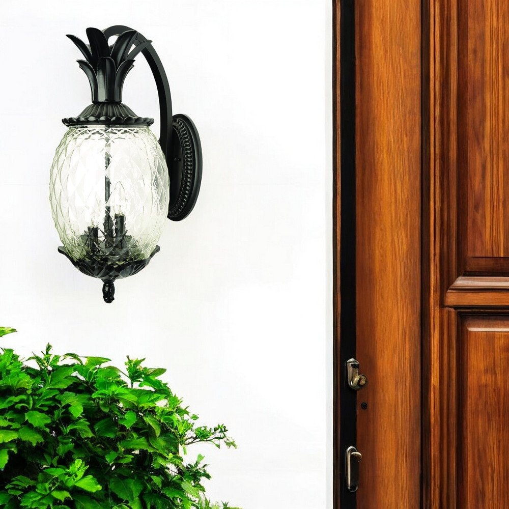 22" Black And Clear Metal and Glass Vanity Flush Mounted Sconce HomeRoots