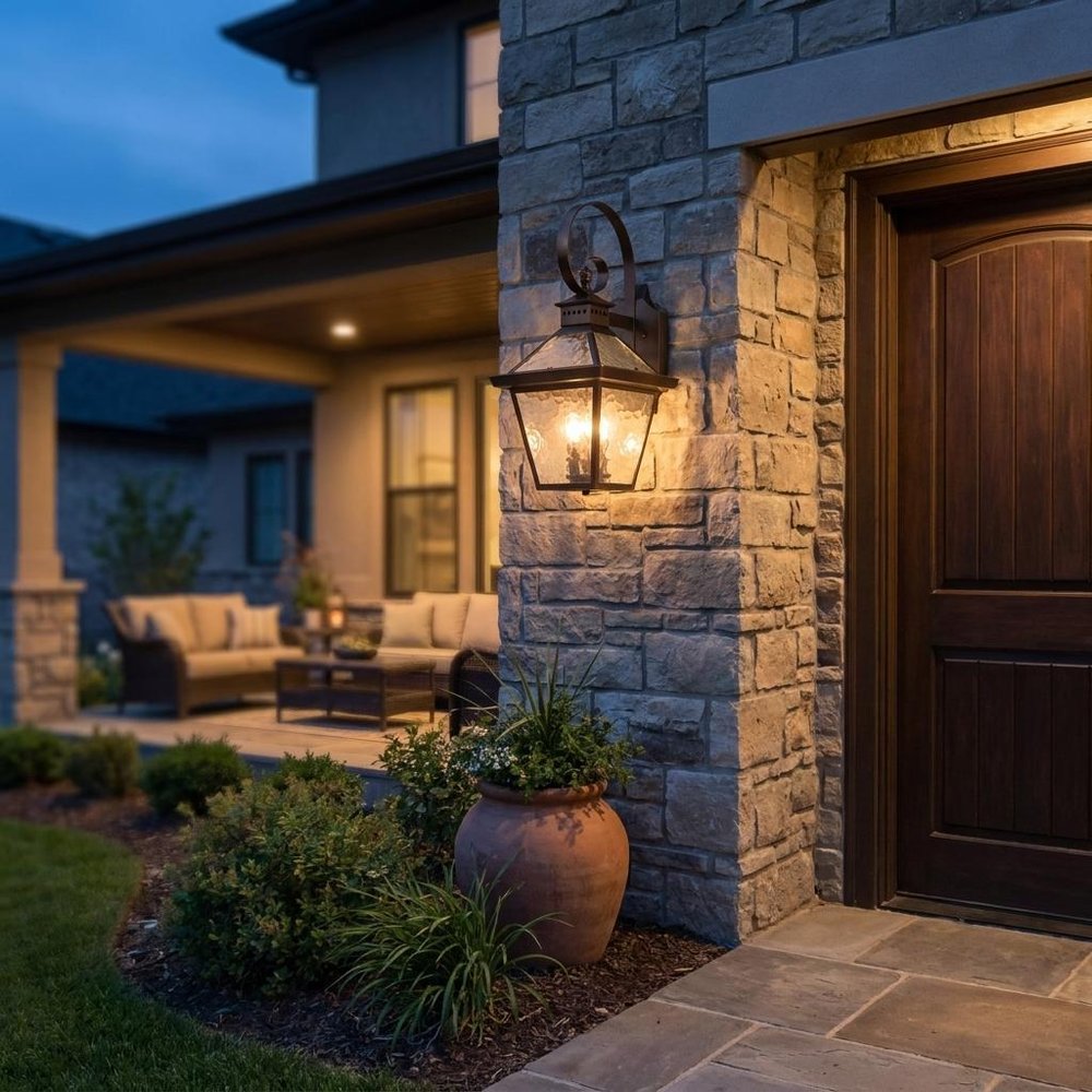 Bronze And Clear Three Light Hammered Dimmable Outdoor Hanging Lights With Bronze And Clear Shades HomeRoots