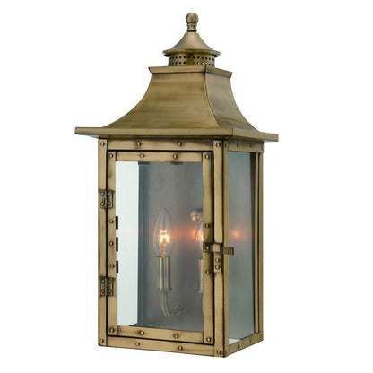 Brass And Clear Two Light Transparent Dimmable Outdoor Hanging Lights With Brass And Clear Shades HomeRoots