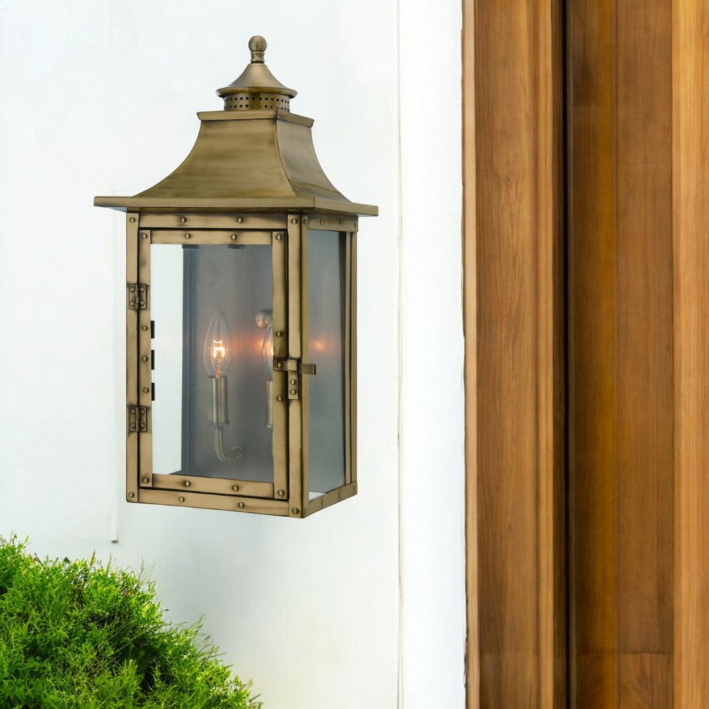 St. Charles 2-Light Aged Brass Wall Light HomeRoots