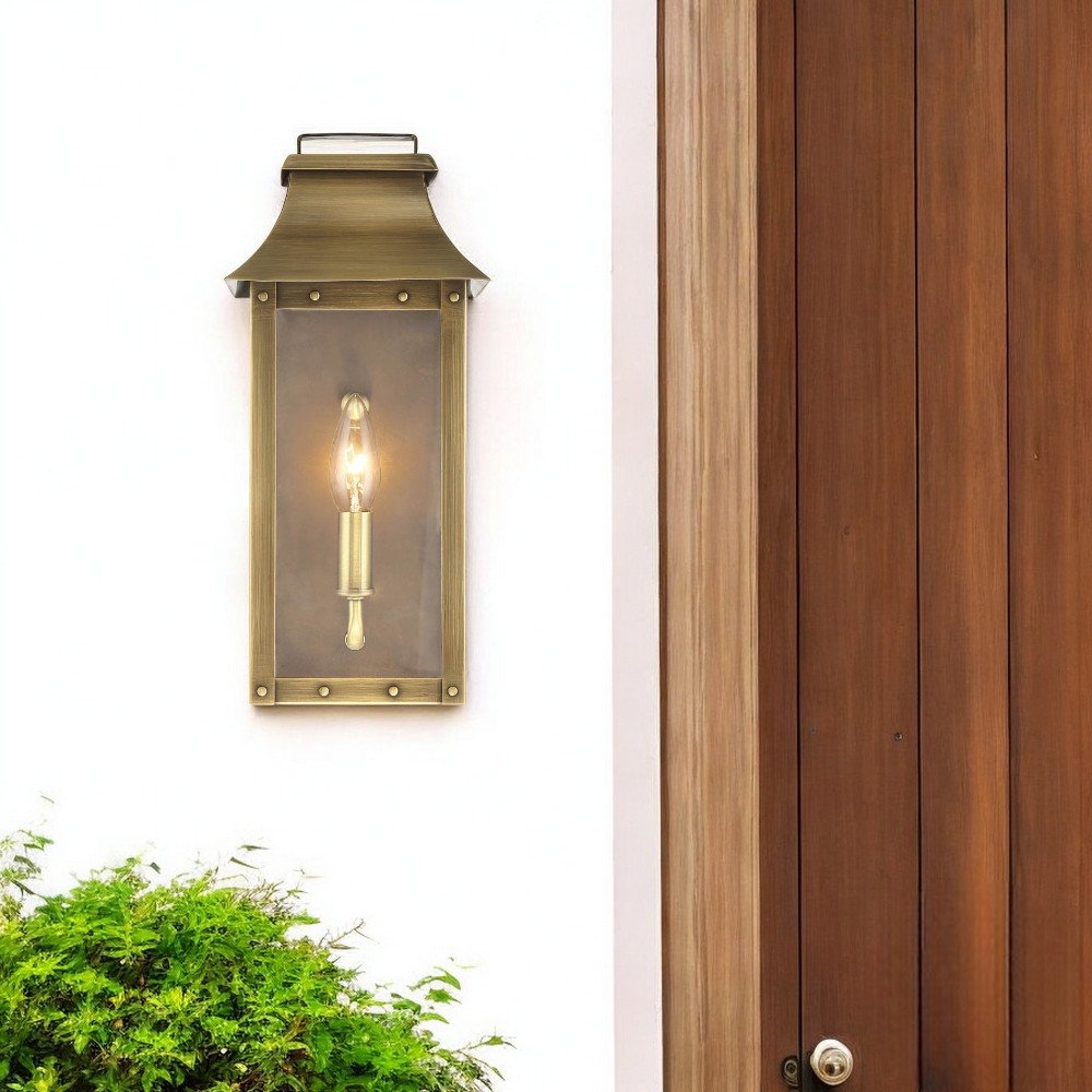 Manchester 1-Light Aged Brass Pocket Wall Light HomeRoots