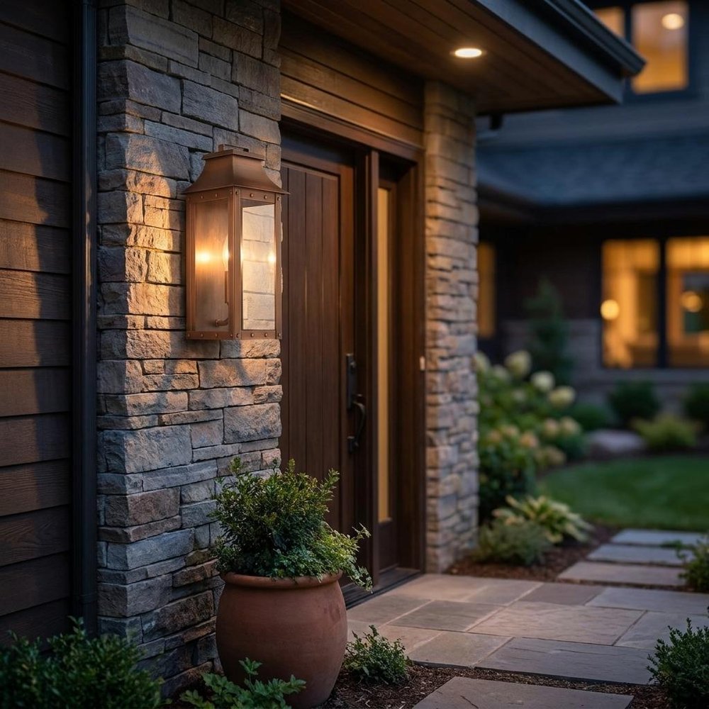 Copper And Clear Transparent Dimmable Outdoor Hanging Light With Copper And Clear Shades — view 5