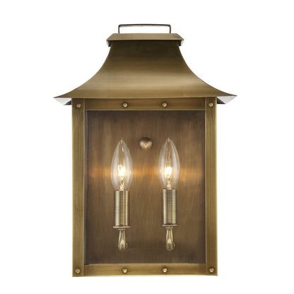 Manchester 2-Light Aged Brass Pocket Wall Light HomeRoots