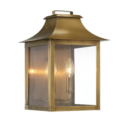Brass And Clear Two Light Transparent Dimmable Outdoor Hanging Lights With Brass And Clear Shades HomeRoots
