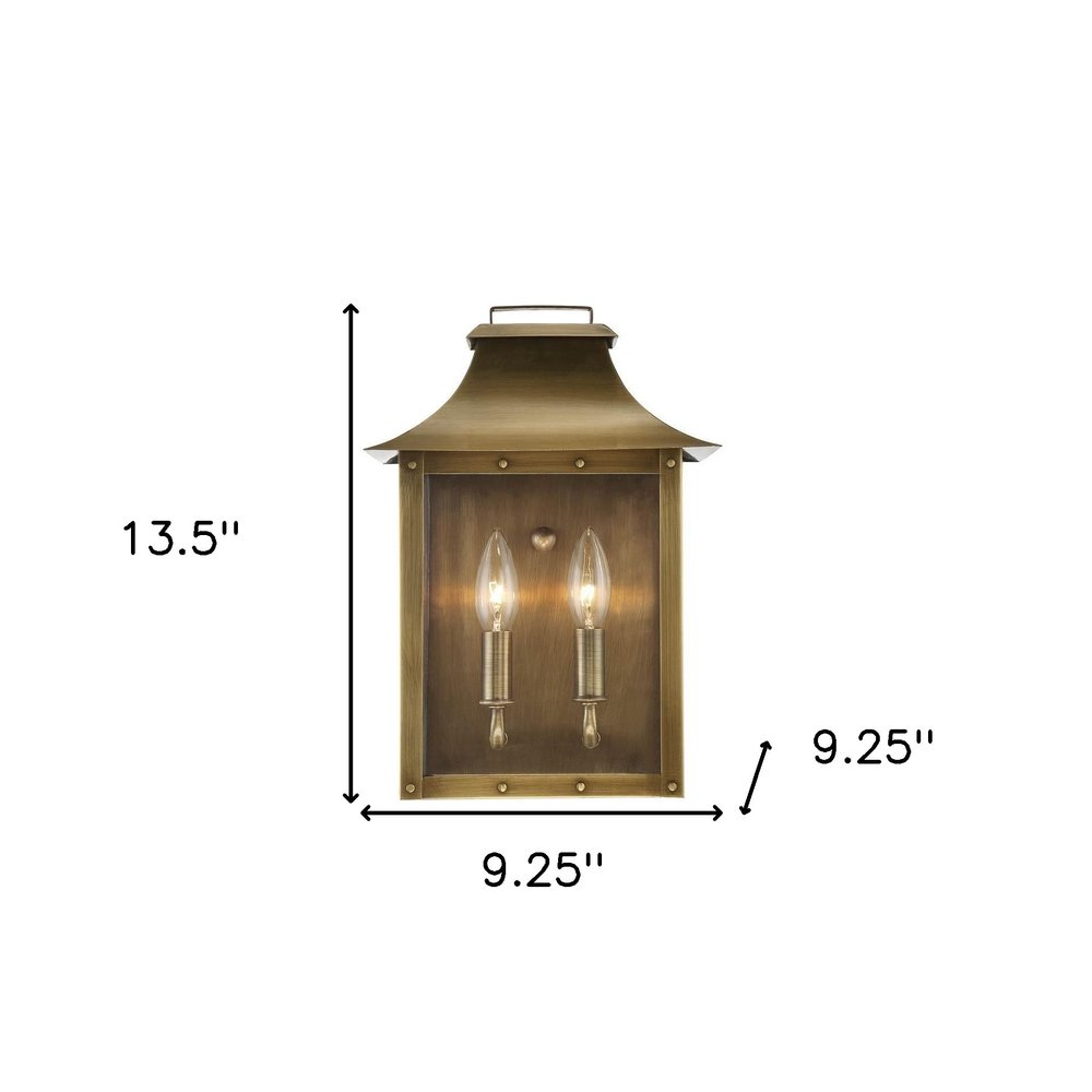 Manchester 2-Light Aged Brass Pocket Wall Light HomeRoots