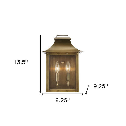 Manchester 2-Light Aged Brass Pocket Wall Light HomeRoots