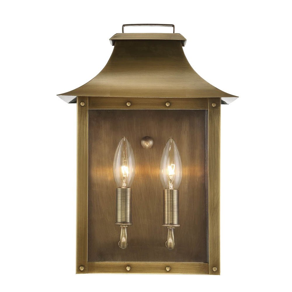 Manchester 2-Light Aged Brass Pocket Wall Light HomeRoots