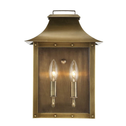 Manchester 2-Light Aged Brass Pocket Wall Light HomeRoots