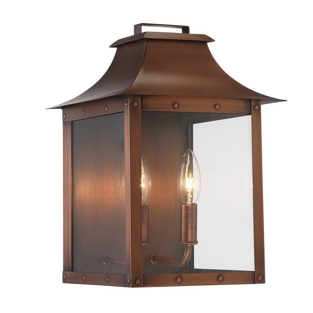 Copper And Clear Two Light Transparent Dimmable Outdoor Hanging Lights With Copper And Clear Shades HomeRoots