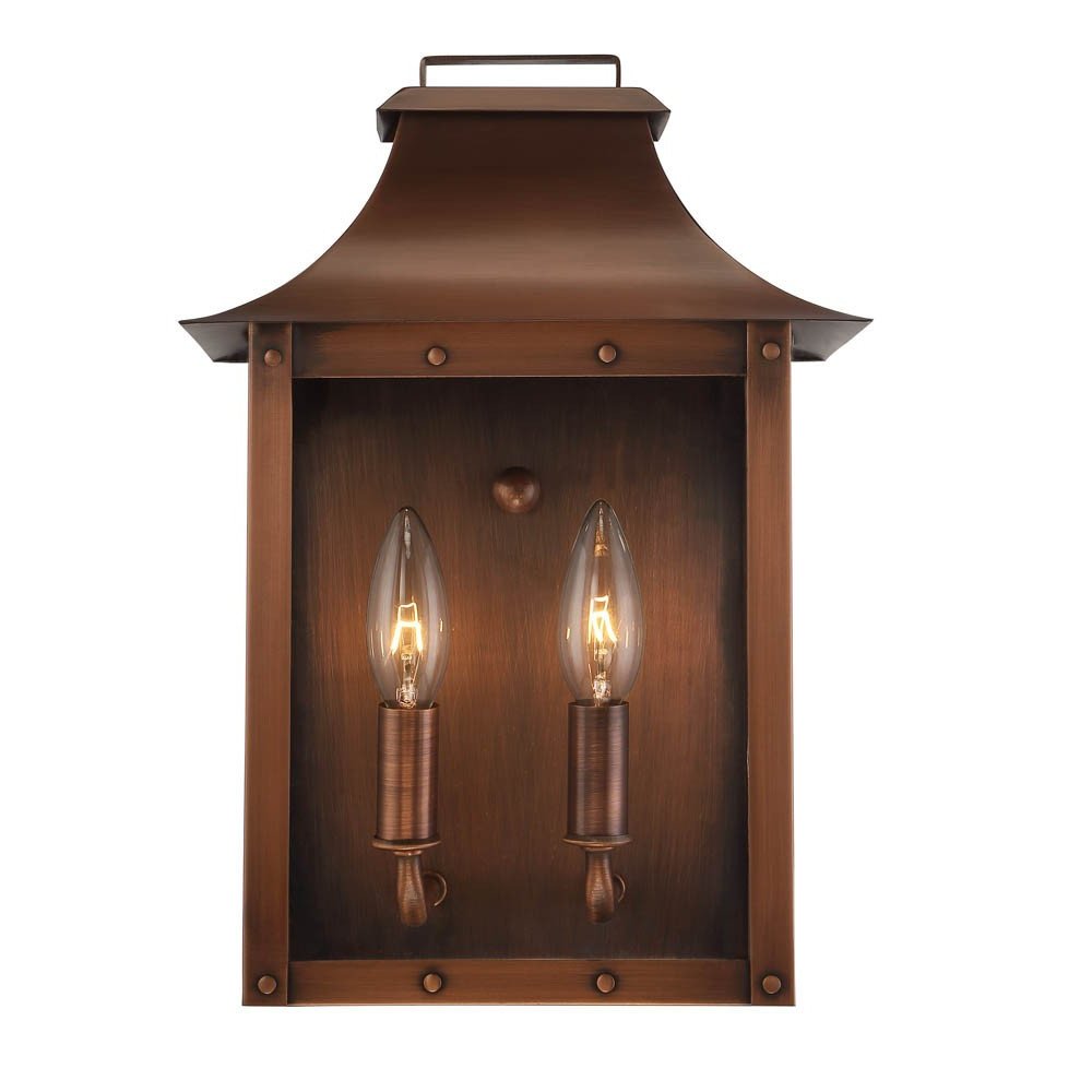 Copper And Clear Two Light Transparent Dimmable Outdoor Hanging Lights With Copper And Clear Shades — view 4