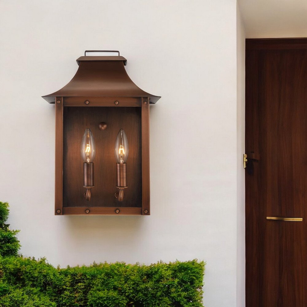 Manchester 2-Light Copper Patina Pocket Wall Light HomeRoots