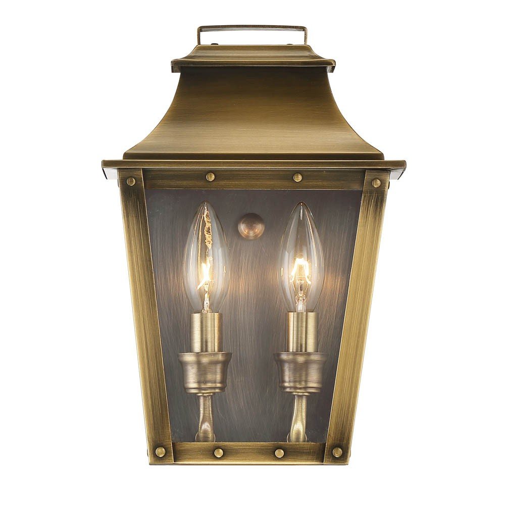 Coventry 2-Light Aged Brass Pocket Wall Light HomeRoots