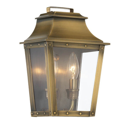 Coventry 2-Light Aged Brass Pocket Wall Light HomeRoots