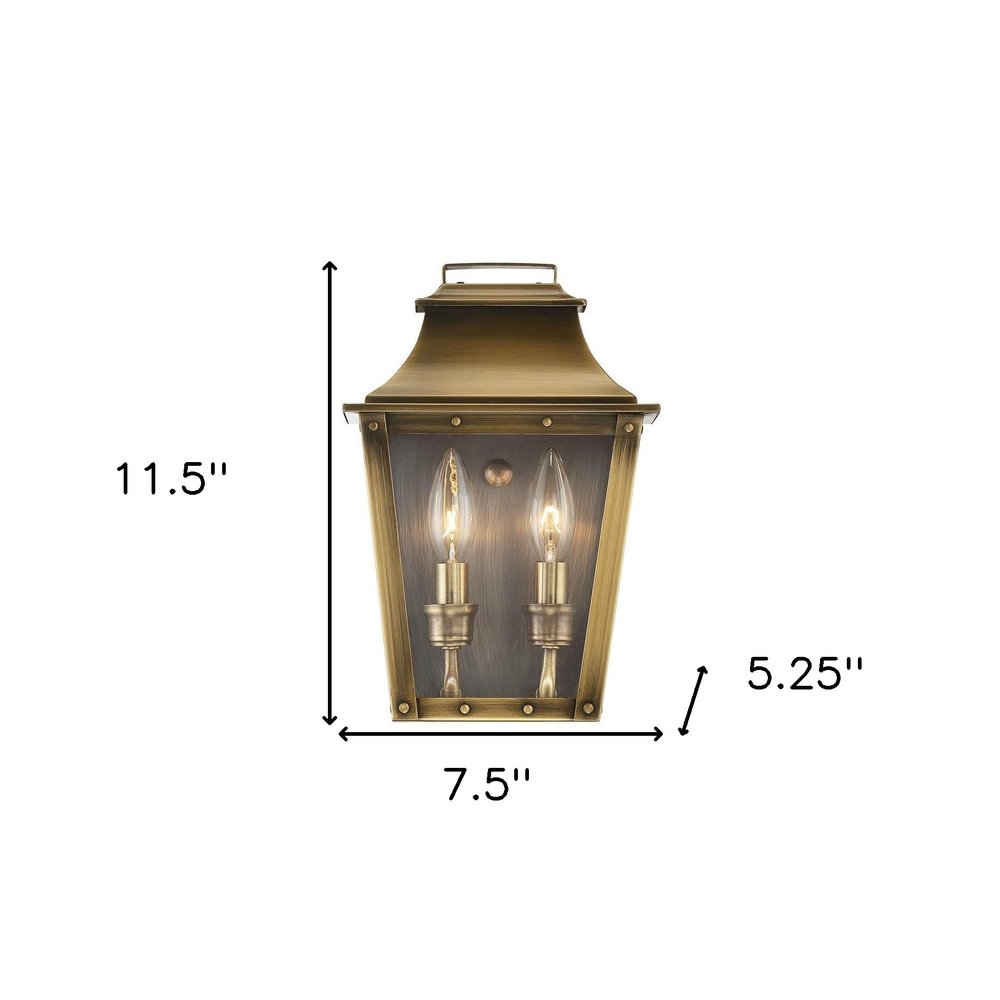 Coventry 2-Light Aged Brass Pocket Wall Light HomeRoots