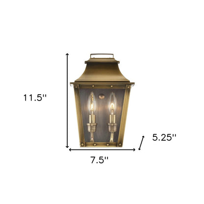 Coventry 2-Light Aged Brass Pocket Wall Light HomeRoots