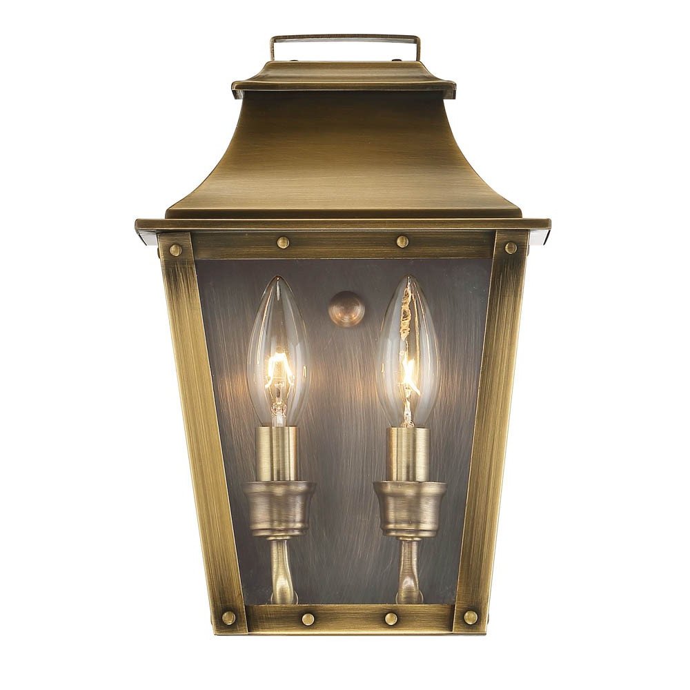 Coventry 2-Light Aged Brass Pocket Wall Light HomeRoots