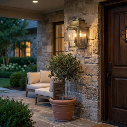 Brass And Clear Two Light Transparent Dimmable Outdoor Hanging Lights With Brass And Clear Shades HomeRoots